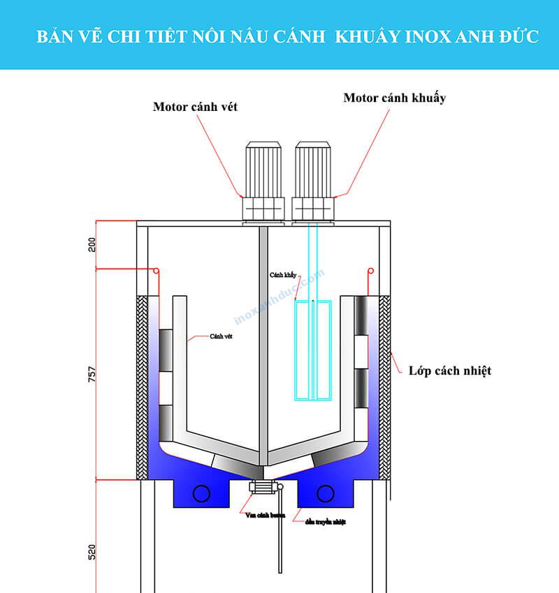 bản vẽ nồi nấu cánh khuấy